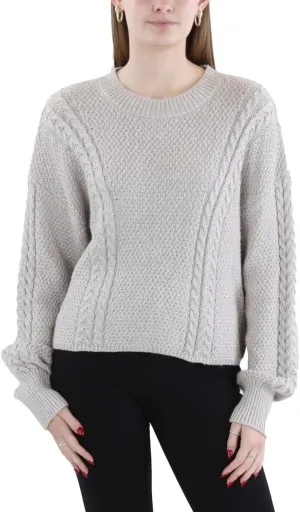 Z SUPPLY Womens Cable Knit Shirt Crewneck Sweater