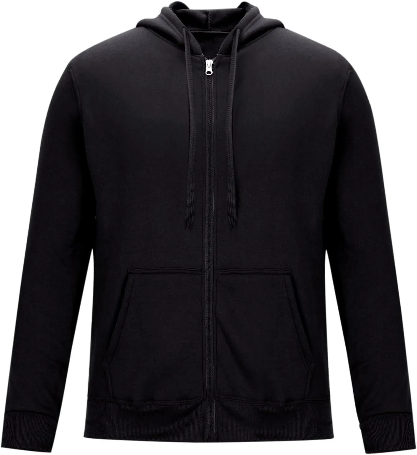 Zipper Sweatshirt Jacket Men Drawstring Long Sleeve Solid Sports Jacket Casual Slim Fit Hooded Coat with Pockets