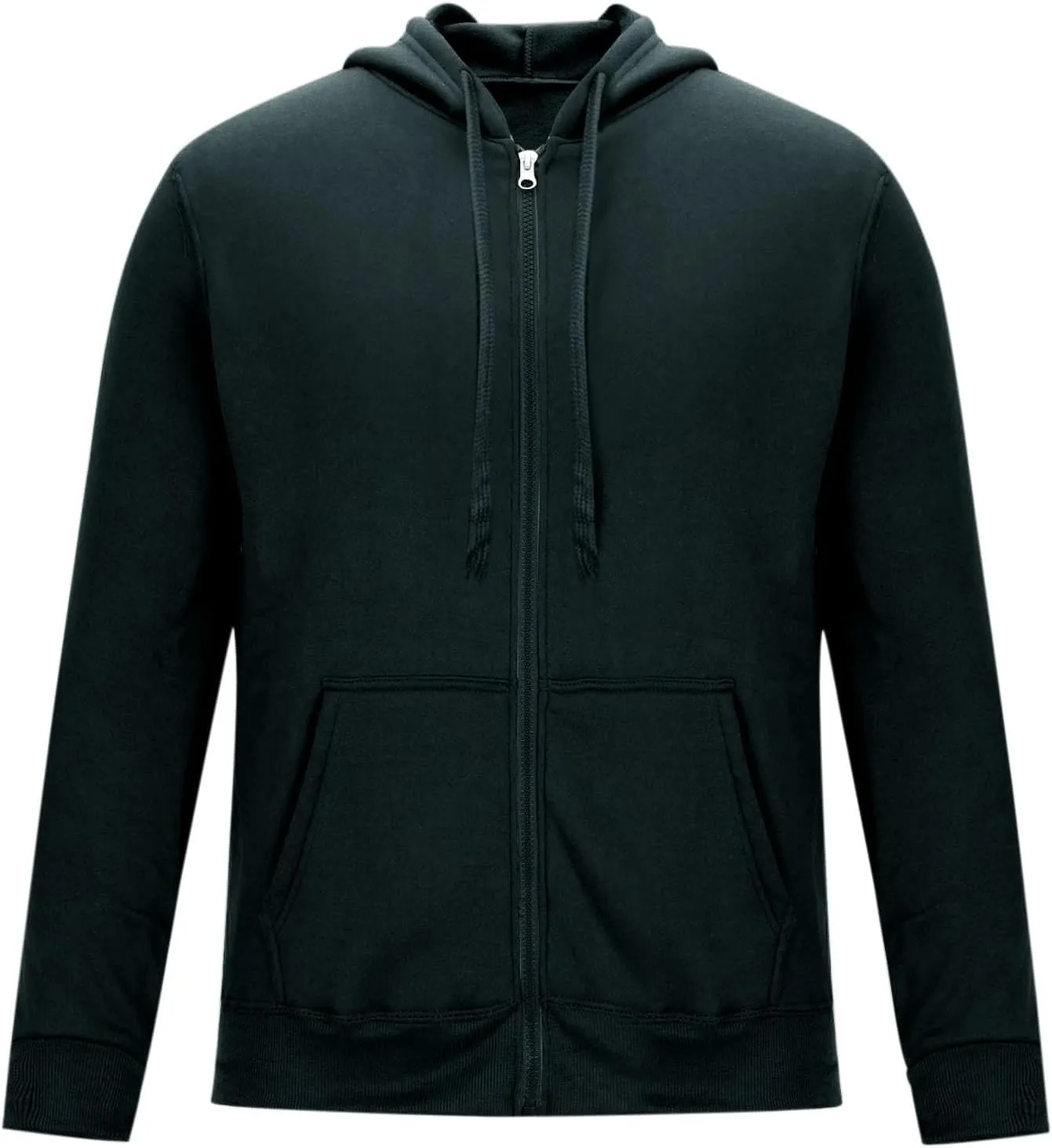 Zipper Sweatshirt Jacket Men Drawstring Long Sleeve Solid Sports Jacket Casual Slim Fit Hooded Coat with Pockets