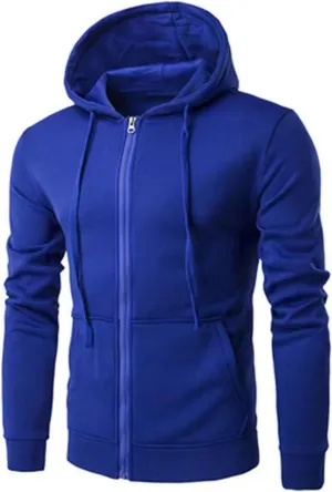 Zipper Sweatshirt Jacket Men Drawstring Long Sleeve Solid Sports Jacket Casual Slim Fit Hooded Coat with Pockets